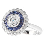 Diamond & Sapphire Ring Halo Semi-Mount