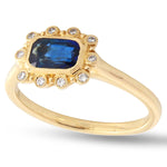 Emerald Cut Sapphire & Diamond Mount Ring