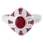 Art Deco Inspired Diamond & Ruby Mount Ring