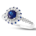 Diamond & Sapphire Semi-Mount Halo Ring