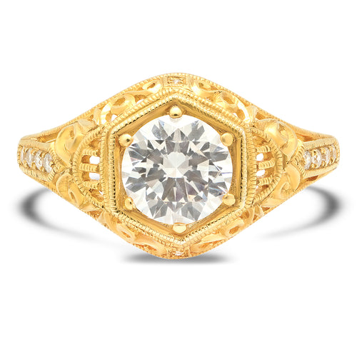 Vintage Inspired Six Prong Engagement Semi-Mount Ring