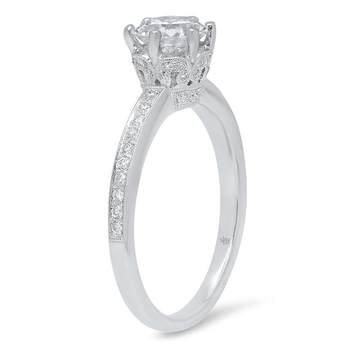 Six Prong Engagement Diamond Semi-Mount Ring