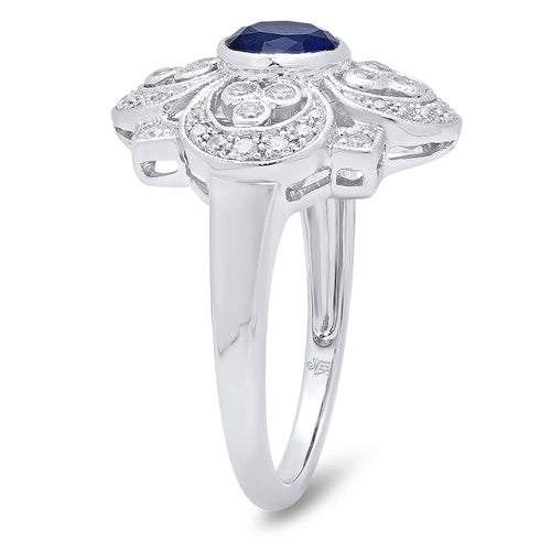 Vintage Inspired Diamond & Sapphire Mount Center Ring