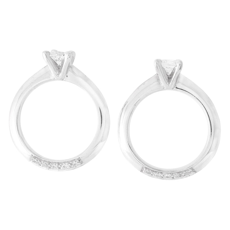 Diamond Ring Post-back Earrings