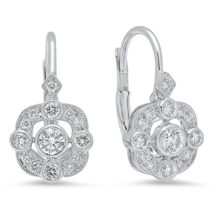 Bezel Set Diamond Lever-back Earrings