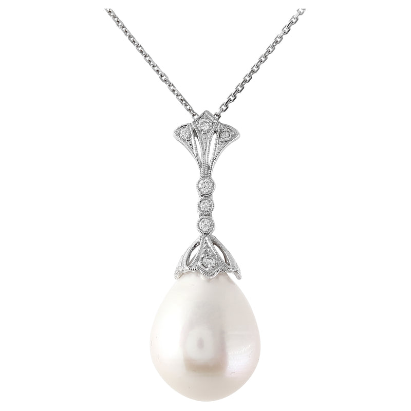 Pearl Briolette Diamond Pendant