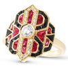 Art Deco Ruby, Onyx, and Diamond Ring
