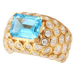 Emerald Cut Swiss Blue Topaz Fashion Ring