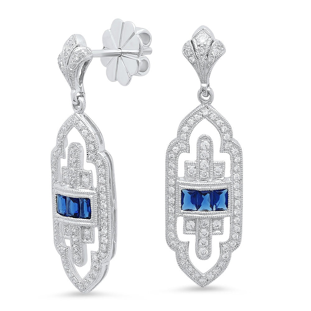 Diamond and Sapphire Art Deco Earrings | Beverley K