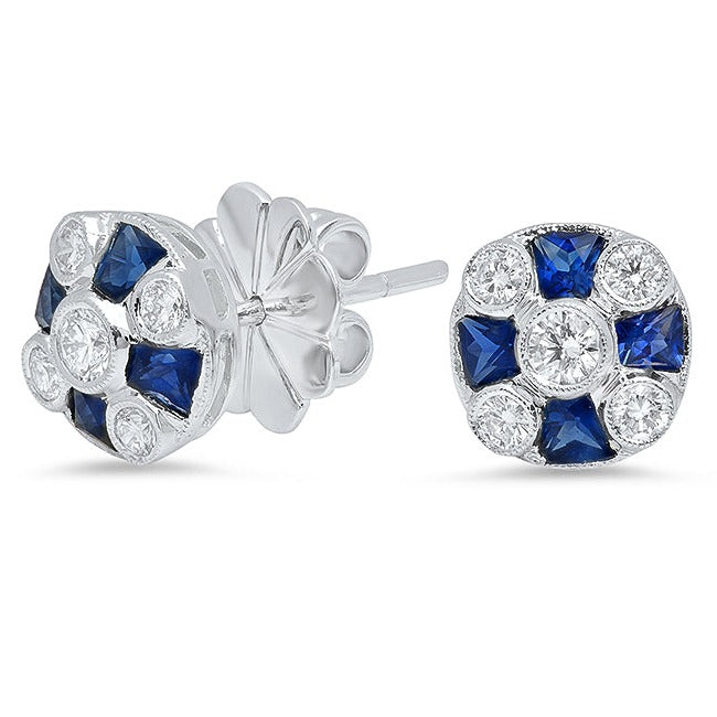 Diamond and Sapphire Stud Earrings | Beverley K 
