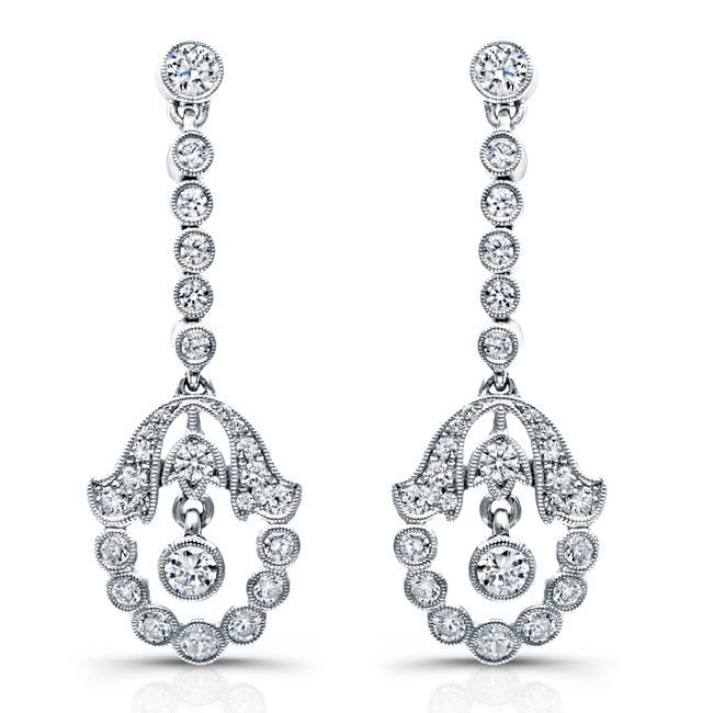 Vintage Style Diamond Drop Earrings | Beverley K
