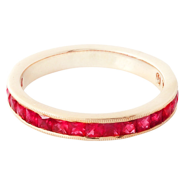Square Cut Ruby Band Set Half Way | Beverley K