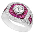 French Cut Ruby and Diamond Engagement Semi-Mount