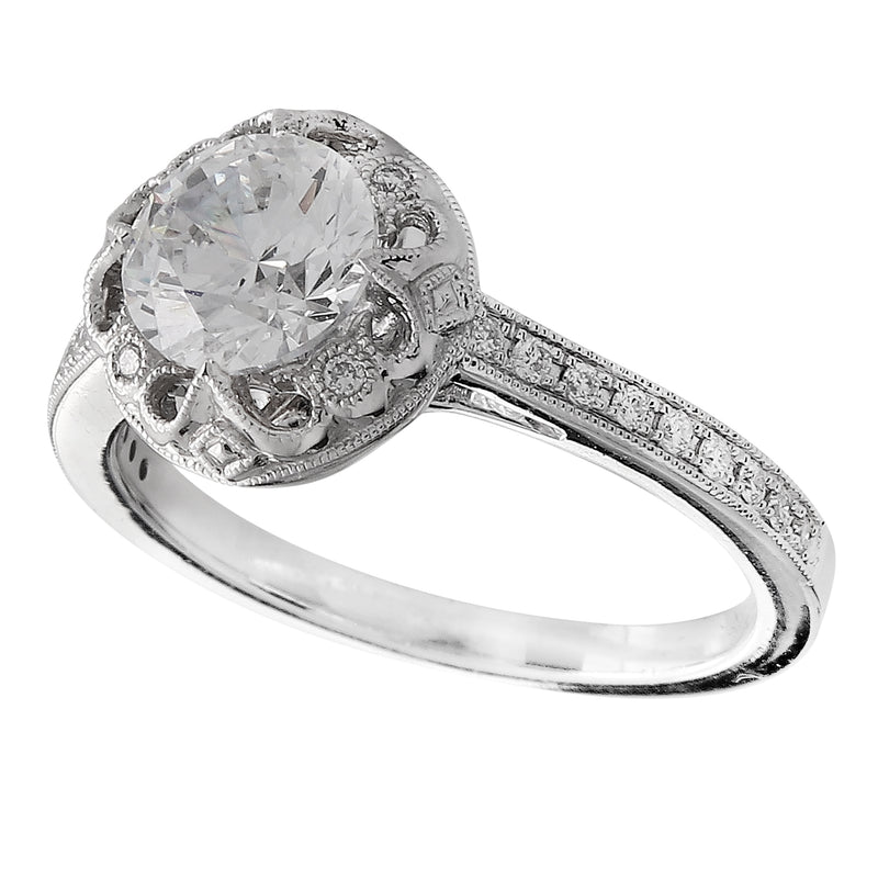 Vintage Inspired Diamond Engagement Semi-Mount Ring