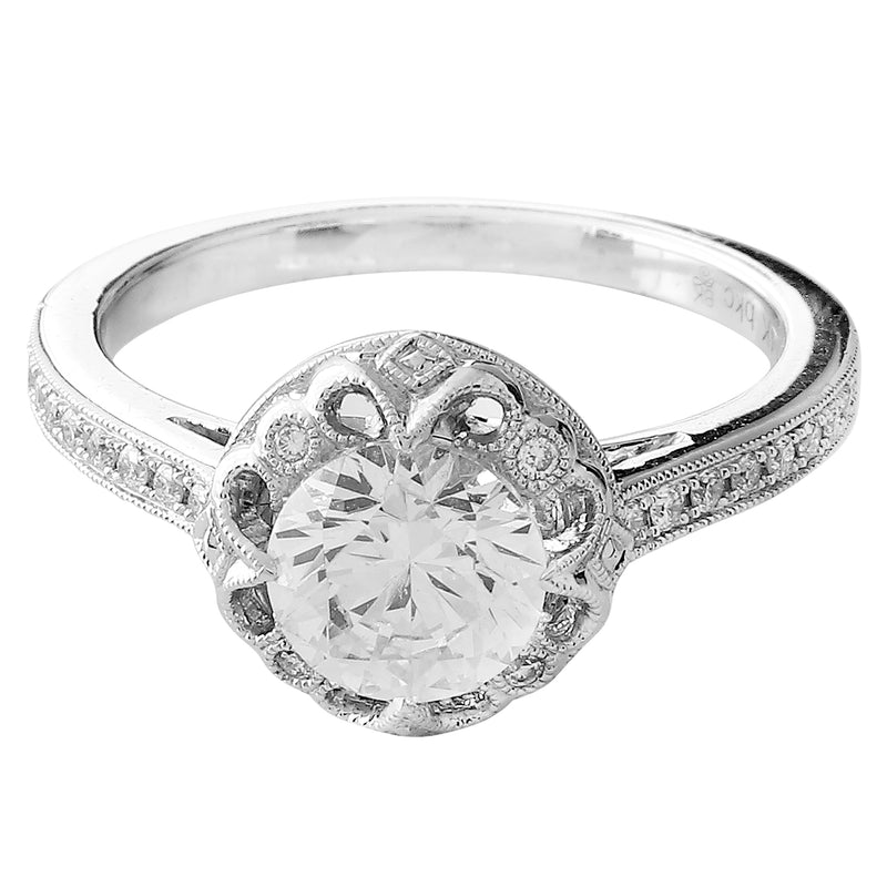 Vintage Inspired Diamond Engagement Semi-Mount Ring