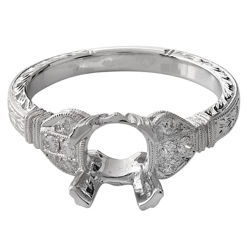 Vintage Inspired Diamond Engagement Semi-Mount Ring