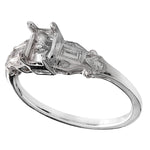 Vintage Inspired Emerald Cut Diamond Center Engagement Semi-Mount Ring