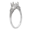 Vintage Inspired Emerald Cut Diamond Center Engagement Semi-Mount Ring