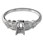 Vintage Inspired Emerald Cut Diamond Center Engagement Semi-Mount Ring
