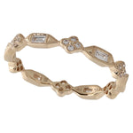 Baguette and Round Cut Diamond Clover Band Yellow Gold Eternity Around