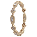 Baguette and Round Cut Diamond Clover Band Yellow Gold Eternity Around