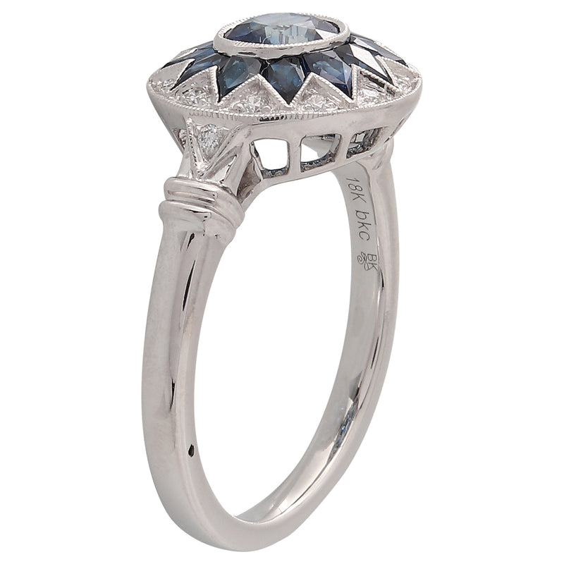Sunstar Sapphire and Diamond Fashion Mount Ring