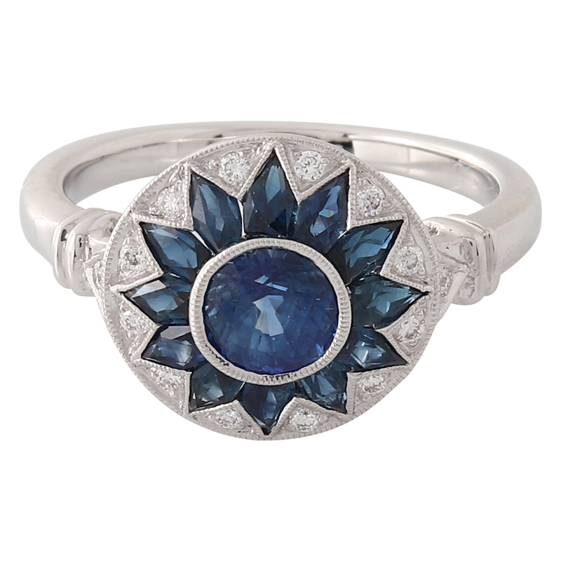 Sunstar Sapphire and Diamond Fashion Mount Ring