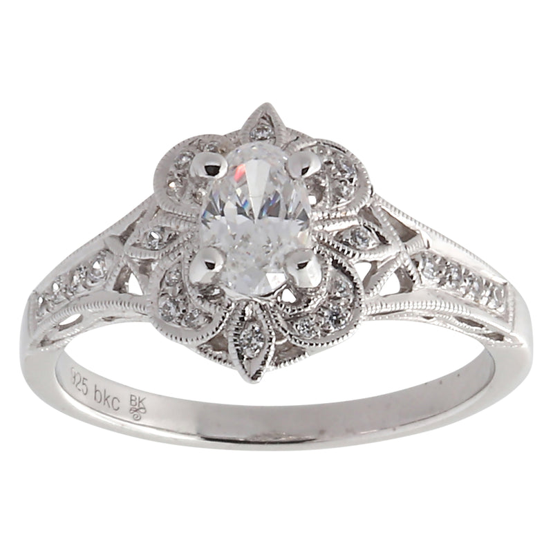 Diamond Halo Engagement Oval Semi-Mount Ring