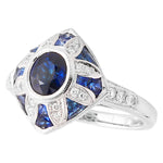 Art Deco Inspired Diamond & Sapphire Mount Ring