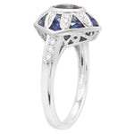 Art Deco Inspired Diamond & Sapphire Mount Ring