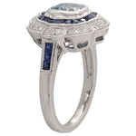 Diamond & Sapphire Halo with Aquamarine Center Fashion Mount
