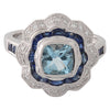 Diamond & Sapphire Halo with Aquamarine Center Fashion Mount