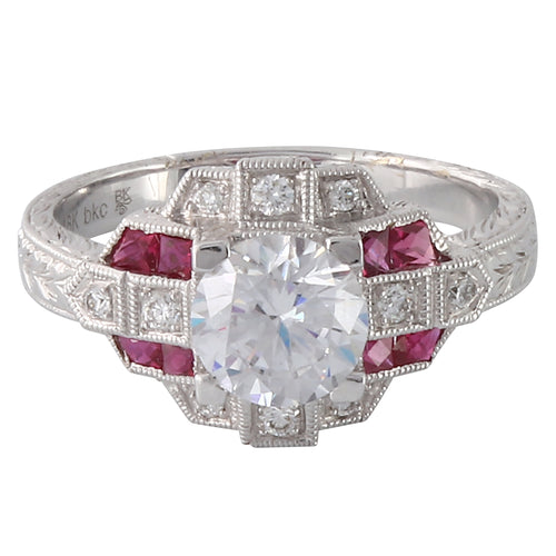 Diamond & Ruby Semi Mount Center Ring