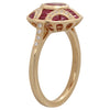 Art Deco Oval Ruby & Diamond Yellow Gold Ring