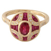 Art Deco Oval Ruby & Diamond Yellow Gold Ring