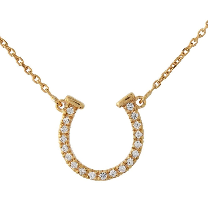 BK Signature Horseshoe Collection Yellow Gold Necklace with White Diamonds
