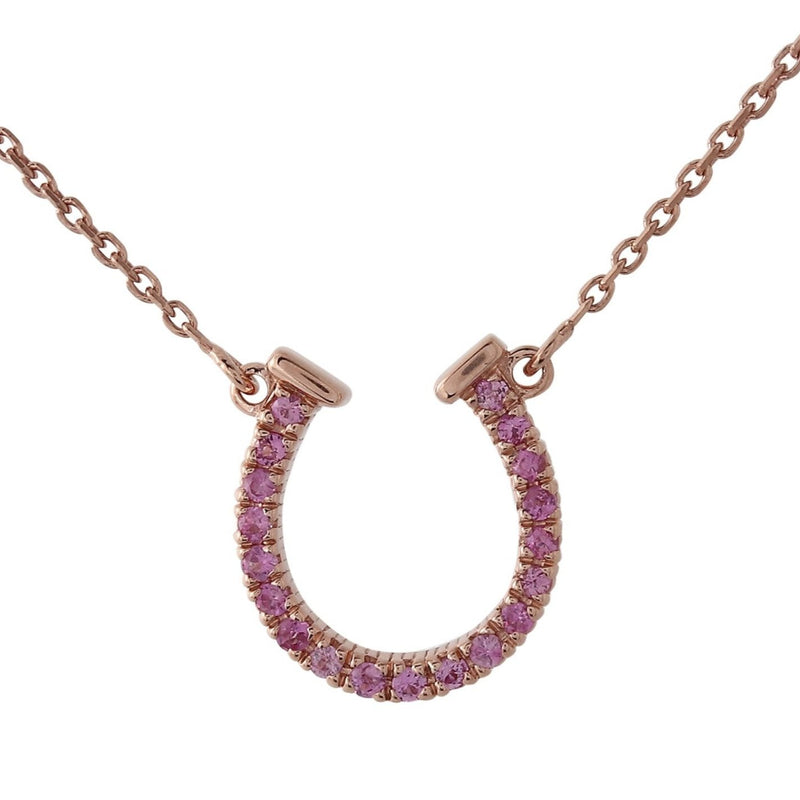 BK Signature Horseshoe Collection Yellow Gold Necklace with Pink Sapphire