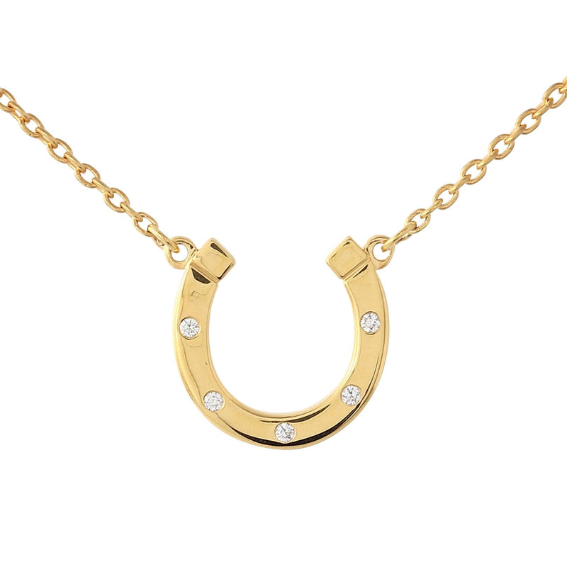 BK Classic Horseshoe Collection Yellow Gold Necklace with White Diamonds