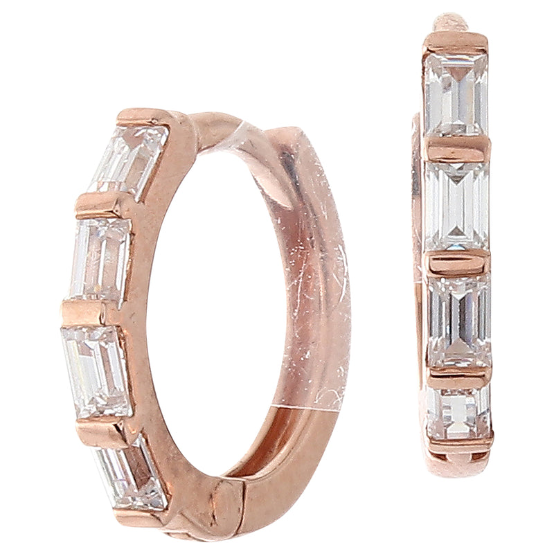 White Diamonds Rose Gold Hoop Earrings