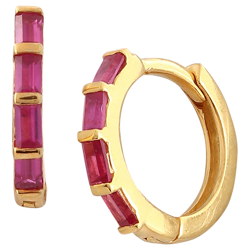 Ruby and Yellow Gold Hoop Earrings