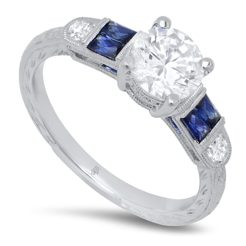 Sapphire & Diamond with 6.0mm Semi Mount Center Ring