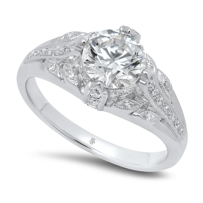 Vintage Inspired Diamond Engagement Semi-Mount Ring
