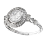White Gold Diamond Halo Ring Semi-Mount to 6.0RD Center