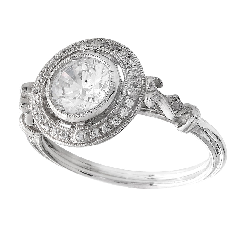 White Gold Diamond Halo Ring Semi-Mount to 6.0RD Center