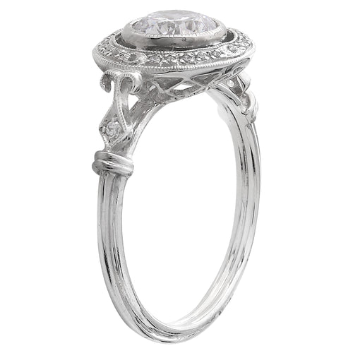 White Gold Diamond Halo Ring Semi-Mount to 6.0RD Center
