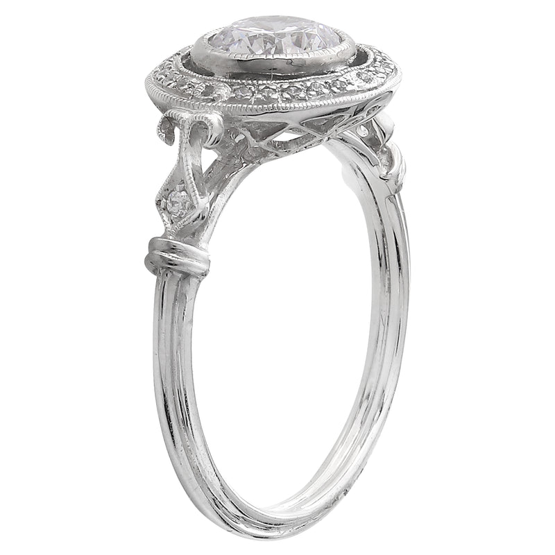 White Gold Diamond Halo Ring Semi-Mount to 6.0RD Center