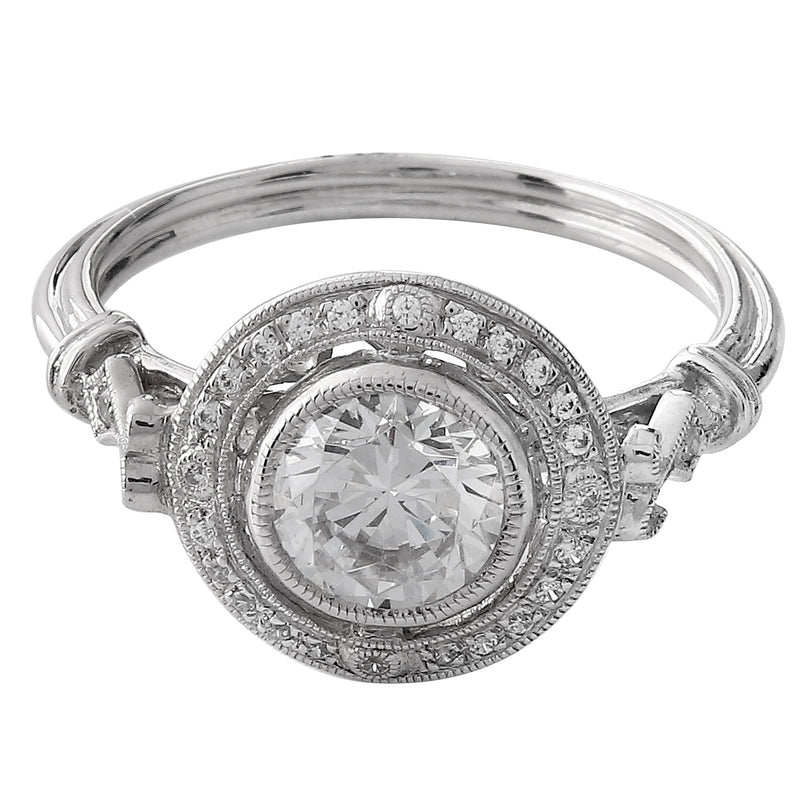 White Gold Diamond Halo Ring Semi-Mount to 6.0RD Center