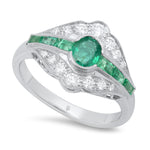 Emerald & Diamond Semi-Mount Ring