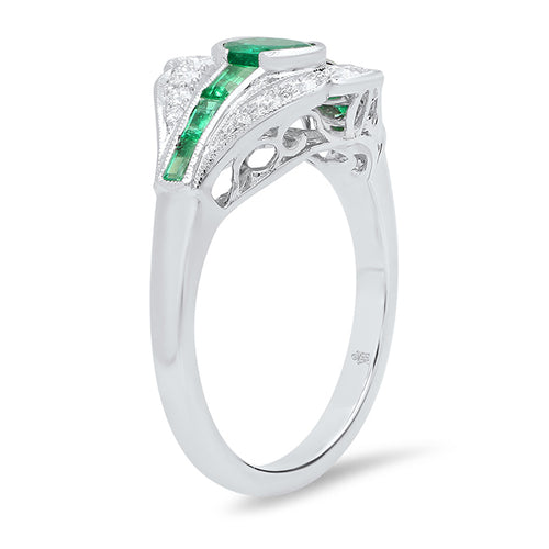 Emerald & Diamond Semi-Mount Ring