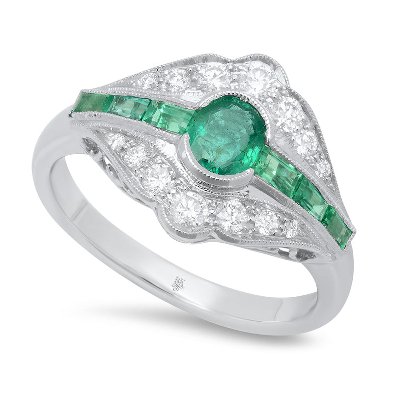 Emerald & Diamond Semi-Mount Ring